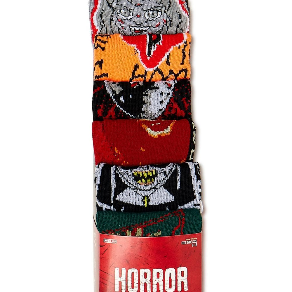 New Bioworld ,Horror Movies Men's Crew Socks, 6-Pack fits shoe size 8-12 - Picture 2 of 2